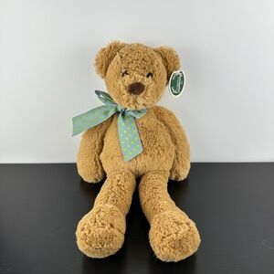 The Bearington Collection Berta Bear Teddy 15” Large Brown Plush Polka Dot Bow